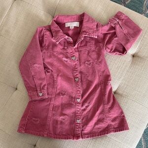 Zara Pink Heart-Embroidered Denim Dress Jacket